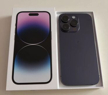 срочно продаю горид: IPhone 14 Pro, Колдонулган, 256 ГБ, Deep Purple, Кабель, Куту, 83 %