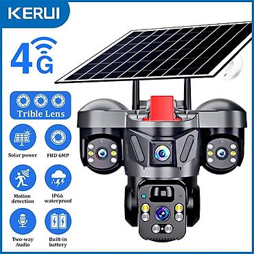 ev ucun kamera: KERUI 4G günəş enerjili təhlükəsizlik kamerası - Üçlü obyektiv — 1