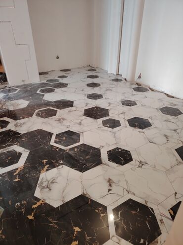 Plitə işləri: Peşəkar kafel-metlax və mərmərə bənzər porselen plitələrin döşənməsi — 25
