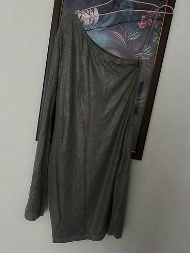 mini yupqa: Qadınlar üçün tək çiyinli mini don - Rəng: tünd boz/metallic effektli — 2
