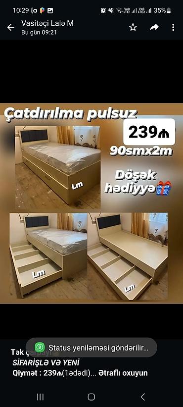 *Tək çarpayı*👑 _*SİFARİŞLƏ VƏ YENİ*_ *Qiymət : 239₼*(1ədədi) Ölçü lalafo.az -da *Tək çarpayı*👑 _*SİFARİŞLƏ VƏ YENİ*_ *Qiymət : 239₼*(1ədədi) Ölçü