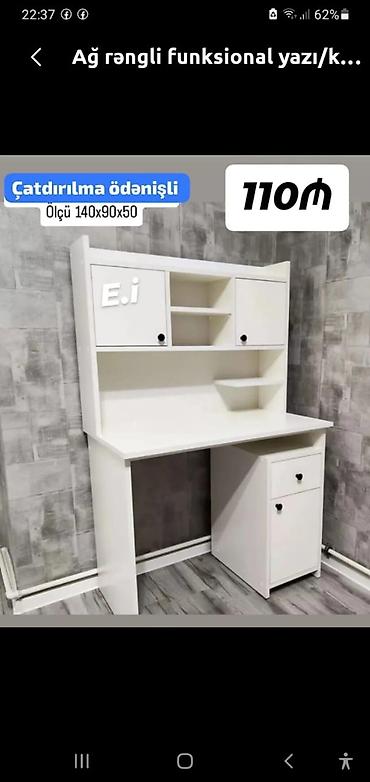 transformer stollar: Ağ rəngli funksional yazı/kompüter masası - Ölçü: 140 x 90 x 50 sm - — 1