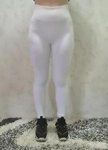 Helanke, biciklistički šortsevi: Ženske bele rebraste helanke – visok struk - Model: bešavne helanke — 10