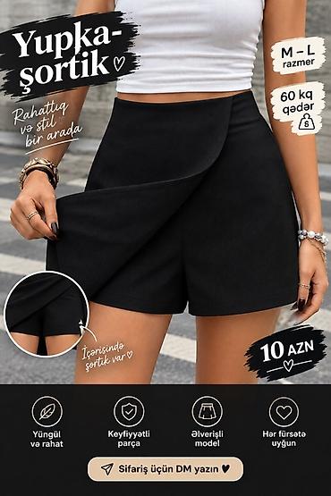 Şort, Bershka, M, rəng - Qara