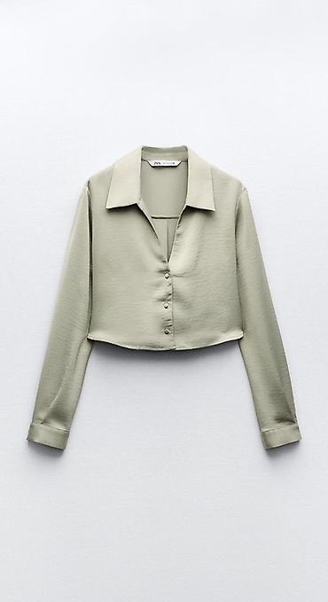 zara cins: Saten materialı crop bluz yenidir ölçü səhv olduğu üçün satılır — 1
