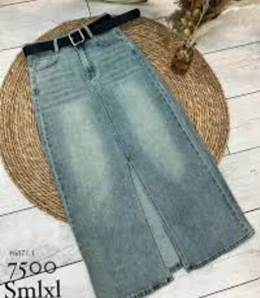 джинсовая короткая юбка: Юбка, Джинс, Высокая талия