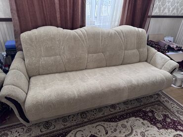 бу мебель диван: Түз диван, түсү - Саргыч боз, Колдонулган