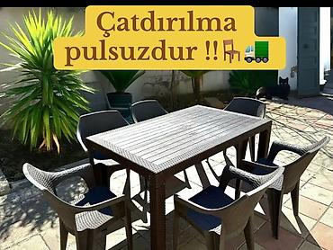 Bağ, çöl masa və oturacaq dəstləri: Yeni, Dördbucaq masa, 6 stul, Açılan, Skameykalar ilə, Plastik, Türkiyə — 5