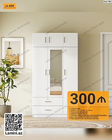 Mebel: 3 qapılı dolab – Kod: 1084 - Ölçülər: Dərinlik 47 sm × Hündürlük 240 — 1
