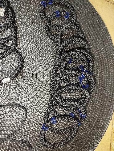 necklace: Ručno pletene brojanice/narukvice od crne končane uzice. - Materijal — 6
