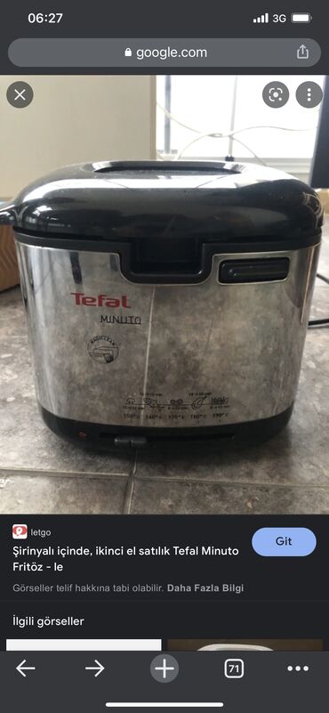 yemək qızdırıcı: Tefal free aparatı satılır icində hərşey qızardmaq olur cox səliqəlidi