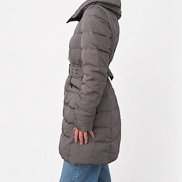 Личные вещи: Zara | Женское стёганое пальто-пуховик, серо‑графитовый цвет. - Длина — 2