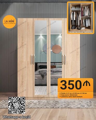 demir taxt: Açılan, 4 qapılı Düz dolab, Qarderob, paltar dolabı