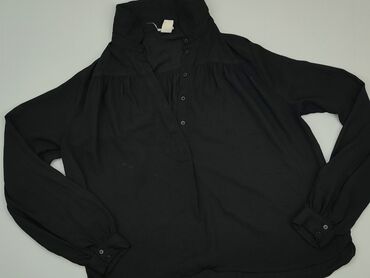 czarne bluzki z długim rękawem: Сорочка жіноча, H&M, S, стан - Хороший