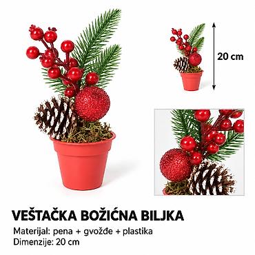 KMT Božićni aranžman u saksiji sa crvenim bobicama 283250 Dekorativni