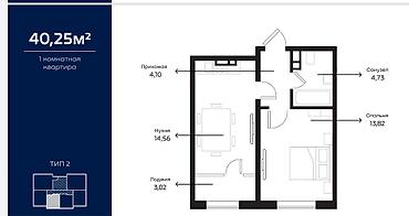 Продажа квартир: 1 комната, 40 м², Селекционное с. Элитка, 11 этаж, Свежий ремонт — 2