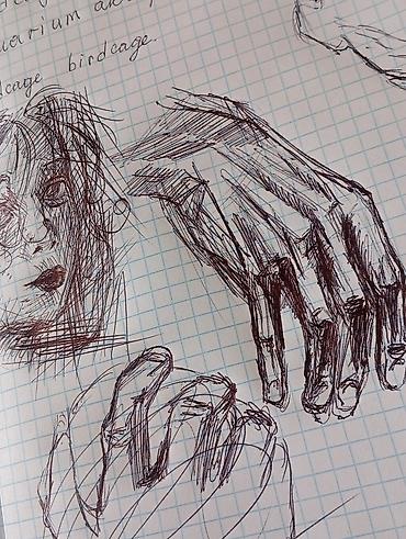 apple pencil 1: Арт-скетч «Руки и портретные этюды» — авторские наброски шариковой — 1