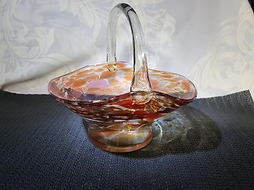 Ostalo posuđe: Korpa nova Dragan Drobnjak rucni rad iz 70ih.god. Murano korpa duvano — 5