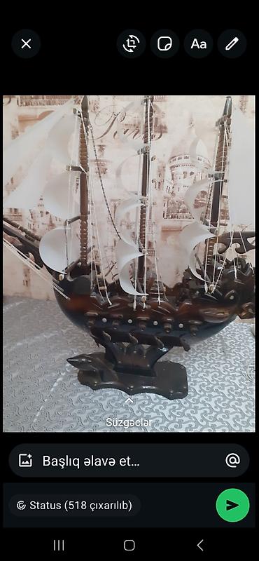 Gəmi modelləri: Tacin ustunde gemi El isi agacdan — 8