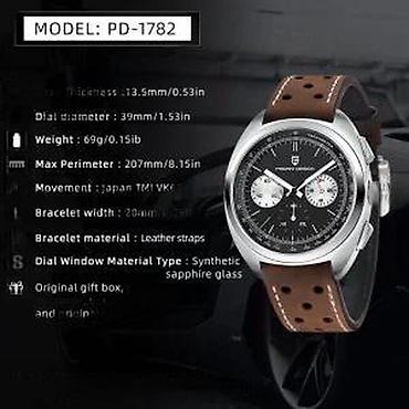 Ručni satovi: PAGANI DESIGN PD-1782 - 39mm - Crna/Koža Potpuno nov muški sat PAGANI — 16