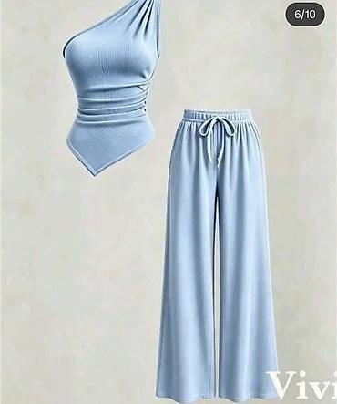 marka only: Komplet majica u pero na jedno rame nacigovana i siroke pantalone sa — 7