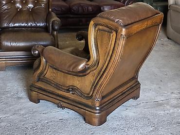 Stilske garniture: Kožna garnitura – trosed + dvosed + fotelja - Materijal: prirodna — 9