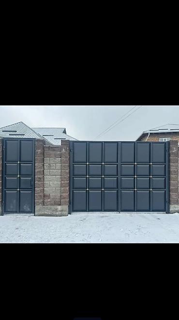 Откатные ворота: Металлические ворота с горизонтальными ламелями и вертикальными — 6