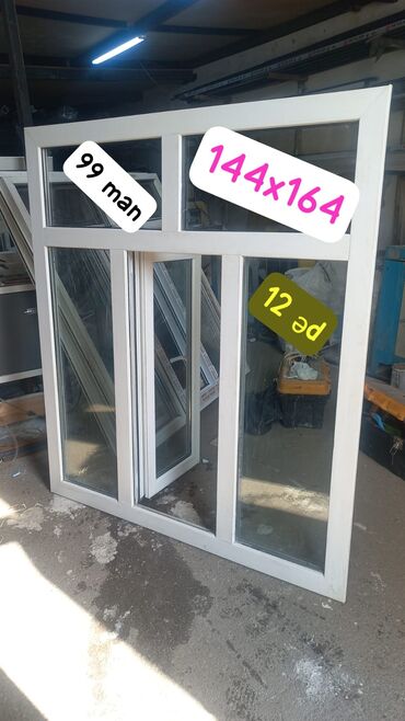 Taxta pəncərələr: İşlənmiş İki qat şüşə paketi Plastik pəncərə, Еni: 144 sm, Uzunluğu: 164 sm, Ödənişli quraşdırma
