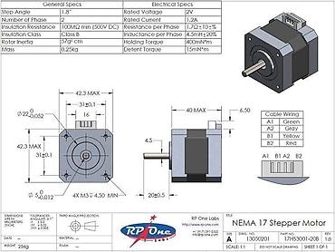 printer kabel: 3D Printer Step Motor – NEMA 17, 1.8°/200 addım, 1.5A, bipolar — 2