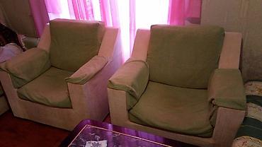 2 əl divan: İşlənmiş, Divan-kravat, 2 kreslo, Bazalı, Açılan — 5
