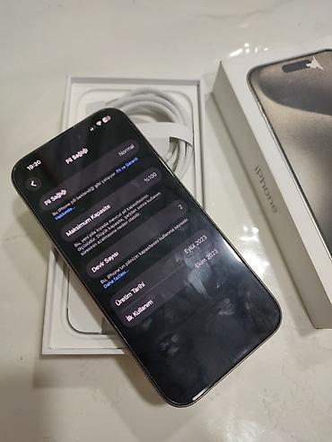 15 t pro: IPhone 15 Pro, 256 GB, Natural Titanium, Zəmanət, Barmaq izi, Face ID — 1