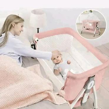 crveni tech fleece: KREVETAC za decu roze i sivi Prenosivi krevetac za bebe sa mrežom — 2