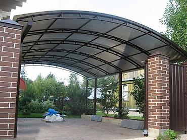 навес для калитки: Навесы из поликарбоната над въездной группой и парковкой. - Арочная — 7