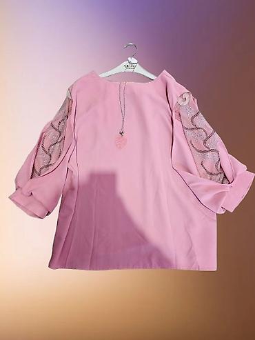 roze baletanke: Ružičasta ženska bluza sa dekorativnim rukavima veća serija - Model — 1