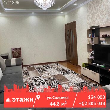 купля продажа квартир в бишкеке в Кыргызстан | ПРОДАЖА КВАРТИР: Индивидуалка, 1 комната, 44 м²