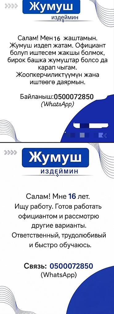 Официант. Без опыта at lalafo.kg Официант. Без опыта