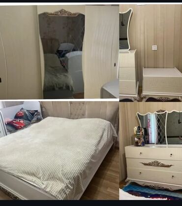 дсп мебель: Двуспальная кровать, Шкаф, Трюмо, 2 тумбы, Б/у