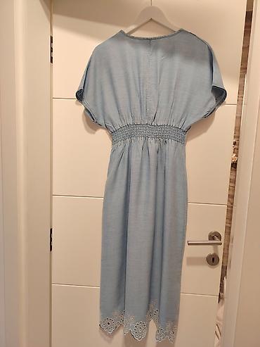 prsluk s: Plava midi haljina od laganog teksasa (Zara) - Kroj: lepršava silueta — 5