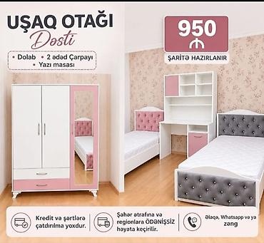 Uşaq otağı dəsti Komplekt: - Dolab (2 qapılı, güzgülü, aşağıda 2