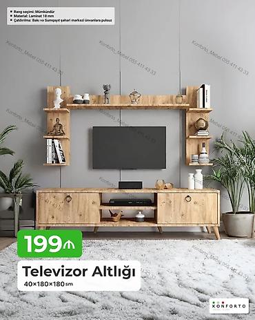 tv 43: Televizor altlığı və divar rəfləri dəsti - Ölçü: 40×180×180 sm - — 1