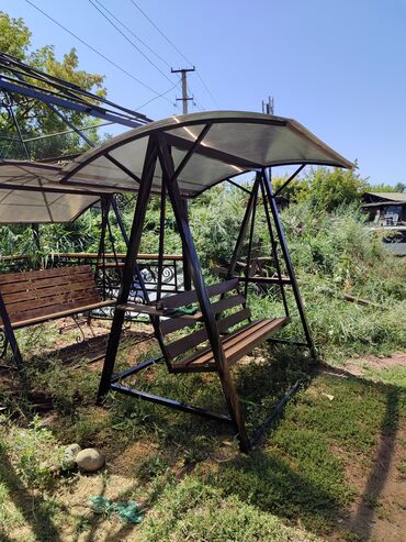 Садовые качели: Садовые качели Металл, Со спинкой, С крышей at lalafo.kg — 6 Садовые качели: Садовые качели Металл, Со спинкой, С крышей — 6