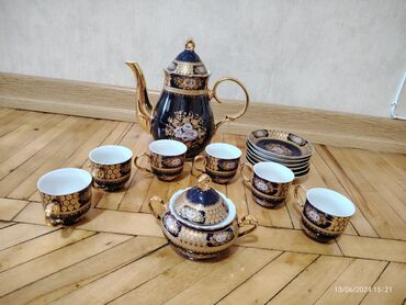 чайный набор: Çay dəsti, rəng - Mavi, Kobalt, 6 nəfərlik