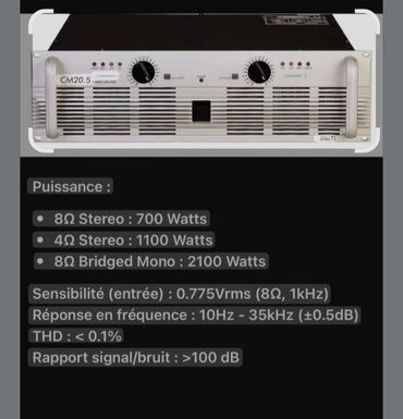 ses yukseldici: CM20.5 modelindən olan səs gücləndiricisi. 8Ω Stereo rejimində 700