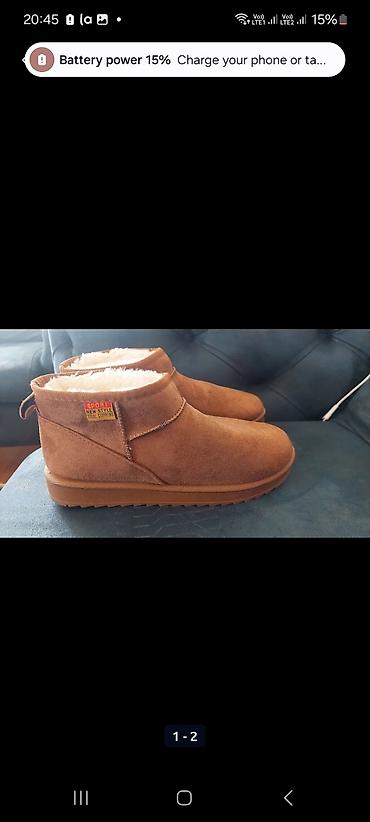 ugg bor: Topla zimska obuća – braon kratke čizme/papuče sa krznom - Model — 1