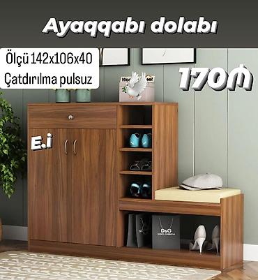 шкаф для обуви: Yeni, 2 qapılı, Qəhvəyi, Taxta Ayaqqabı dolabı — 1
