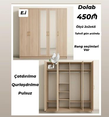 Çarpayılar: Yeni, Düz dolab, Qarderob, paltar dolabı