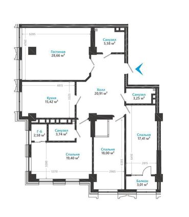 квартира б: 4 комнаты, 137 м², Элитка, 14 этаж, ПСО (под самоотделку)