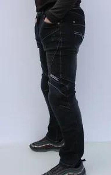 Farmerke: Muške crne farmerke – moto/urban stil - Kroj: slim/straight sa — 26