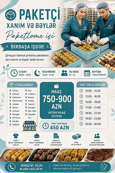 evden is imkani paketleme: Qablaşdırıcı tələb olunur, İstənilən yaş, Təcrübəsiz, Aylıq ödəniş — 1