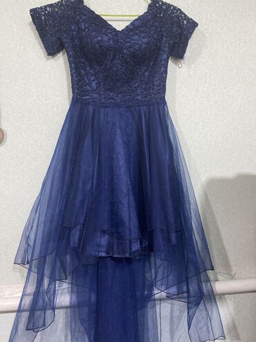 вечернее синее платье: Вечернее платье, Средняя модель, С рукавами, S (EU 36), M (EU 38)